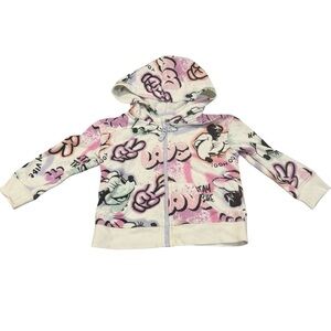 Minnie Mouse Girls Graffiti Streetwear Zip Up Hoodie Size 2T